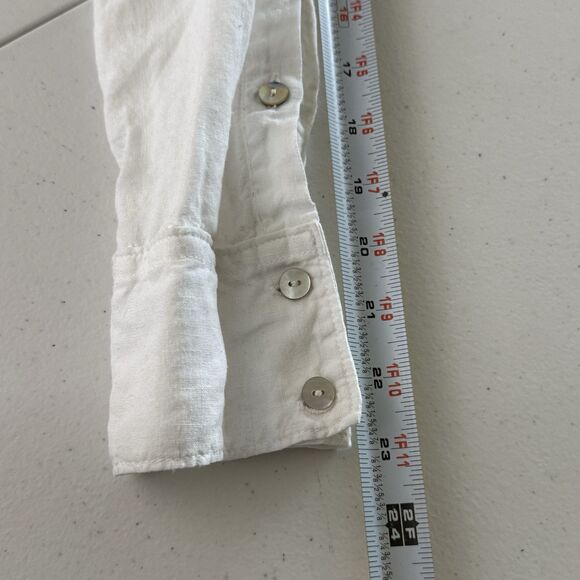 Rachel Zoe 100% Linen Button Up Top S Split Back Coastal Lagenlook Quiet Luxury - Picture 11 of 14